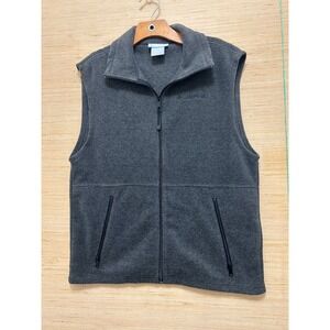 Columbia Fleece Vest Mens S Small Full Zip‎ Gray Sleeveless Pockets Outdoor